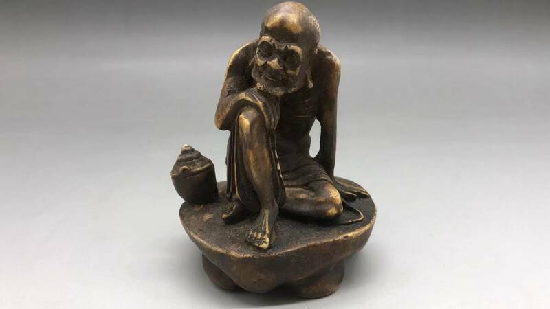 【吉】仏教聖品 古石細工彫 羅漢 極珍 極美r117