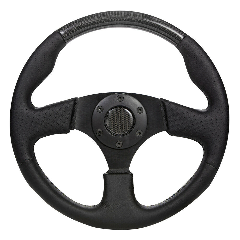 新品未使用 本物 カーボン 本革 ステアリング 330mm モモピッチ ハンドル