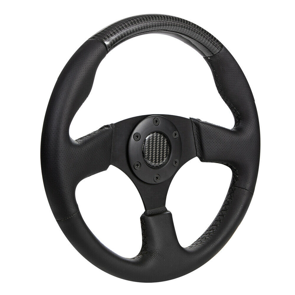 新品未使用 本物 カーボン 本革 330mm ステアリング モモピッチ ハンドル