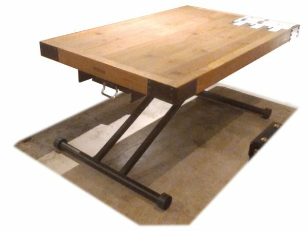 リフティングテーブル 110 パイン材 スチール脚 センターテーブル ビンテージスタイル 昇降式 新品 一部地域除く送料無料　