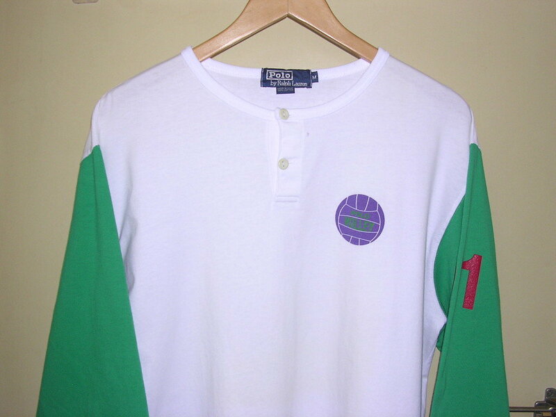 90s USA製 ラルフローレン POLO VOLLEY 1991 長袖カットソー M 白/緑 vintage old tennis yacht 92 93 Tシャツ