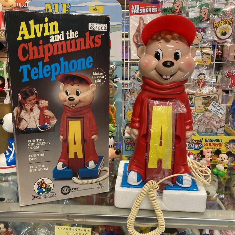 デッドストック！★CHIPMUNKS　ALVIN　フィギュア　電話★未使用、チップマンクス、アルビン、レトロ、美品、ヴィンテージ