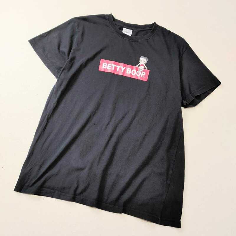 BETTY BOOP ベティちゃん　プリントTシャツ　半袖Tシャツ ブラック　レディースLサイズ