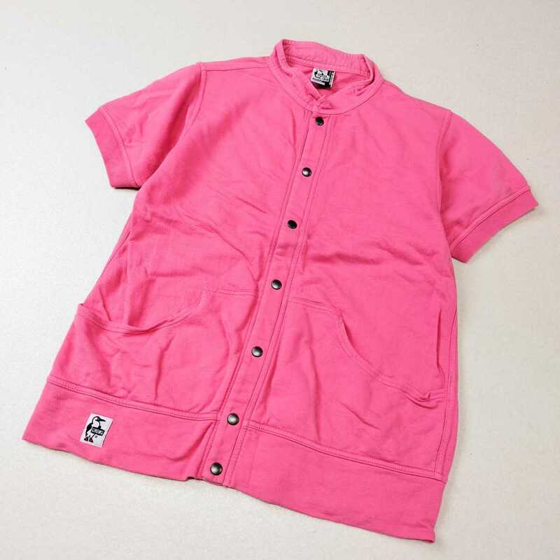 CHUMS チャムス スナップボタン半袖スウェット　ハリケーントップ　フルスナップ　半袖Tシャツ　半袖シャツ　ピンク　XSサイズ