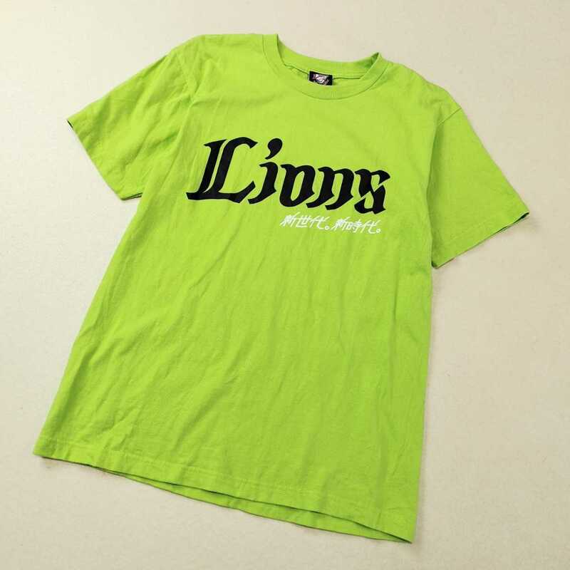 良品 Lions　ライオンズ　新世代 新時代 浅村栄斗プリントTシャツ Tシャツ ライムグリーン メンズＭサイズ
