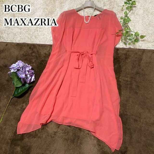 USA製BCBG MAXAZRIA シアー ドレスワンピース ピンク レディース ビーシービージーマックスアズリア