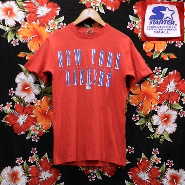 NHL New York RANGERS ニューヨーク レンジャーズ 90's USA製 オールド ビンテージ スターター ロゴ Tシャツ 赤 S