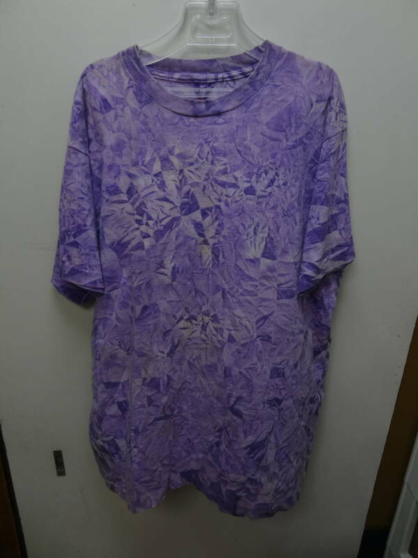 全国送料無料 アメリカ USA古着 80-90年代 FRUIT OF THE LOOM MADE IN USA メンズ 半袖 紫色タイダイ Tシャツ XLサイズ