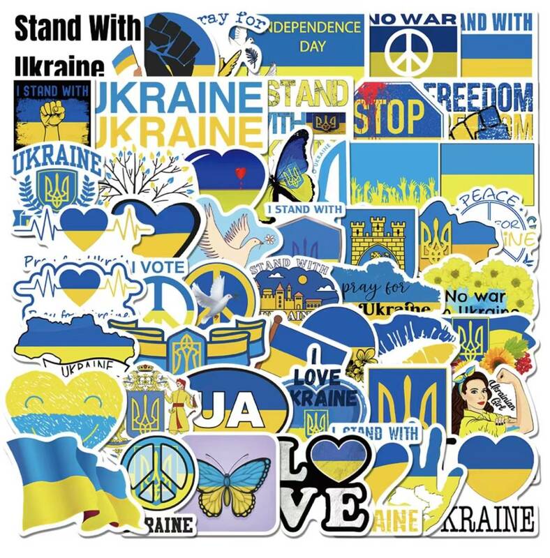 ウクライナ　Ukraine　青黄旗　黄青旗　キーウ　東ヨーロッパ　キエフ大公国　ルーシ王国　シール　ステッカー50枚