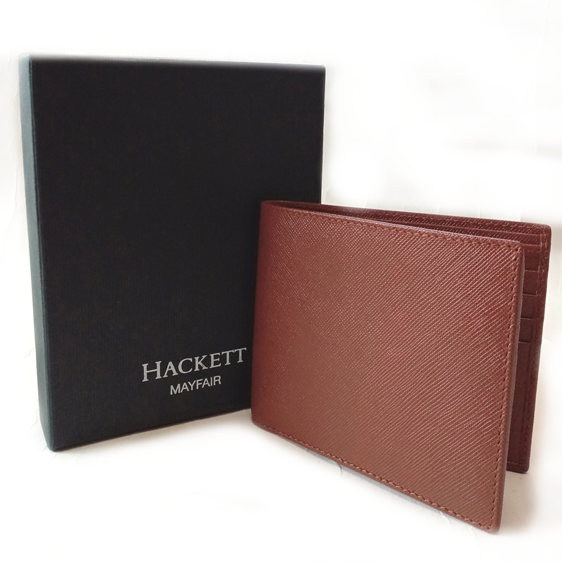 【hlw3】新品　HACKETT LONDON　ハケット ロンドン　二つ折り財布　ブラウン　茶色　牛革　レザー　スペイン製