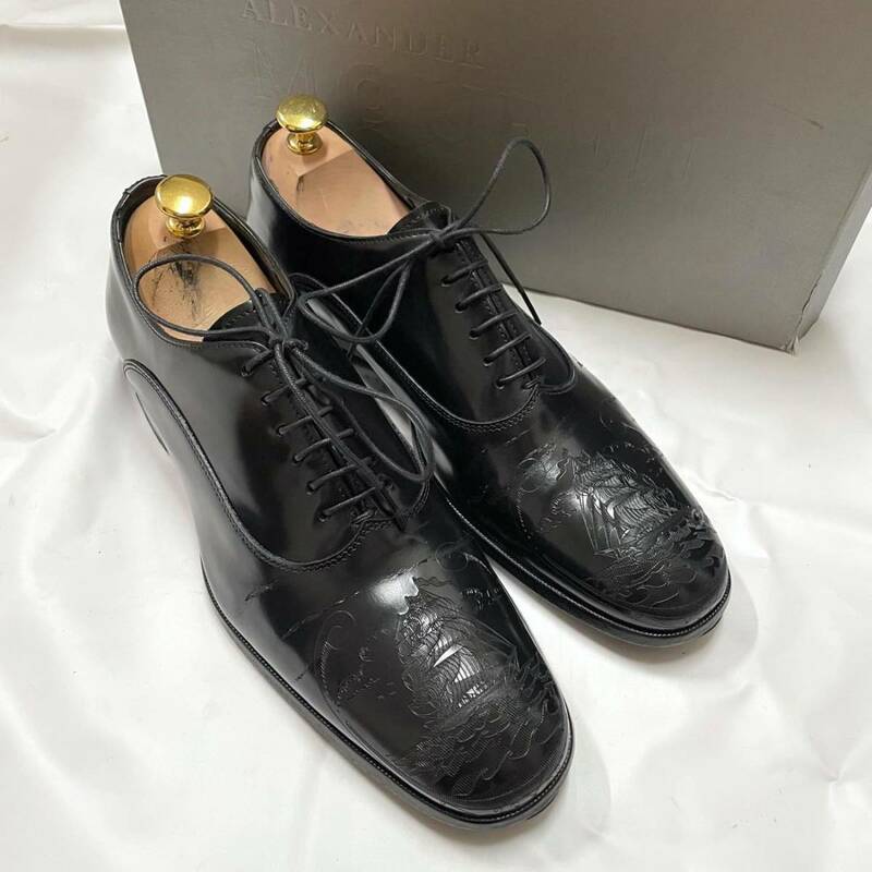 アレキサンダーマックイーン 帆船デザインレザーシューズ 41(26cm程度) Alexander McQueen メンズ 革靴 Ship Crested Dress Shoes 箱付き