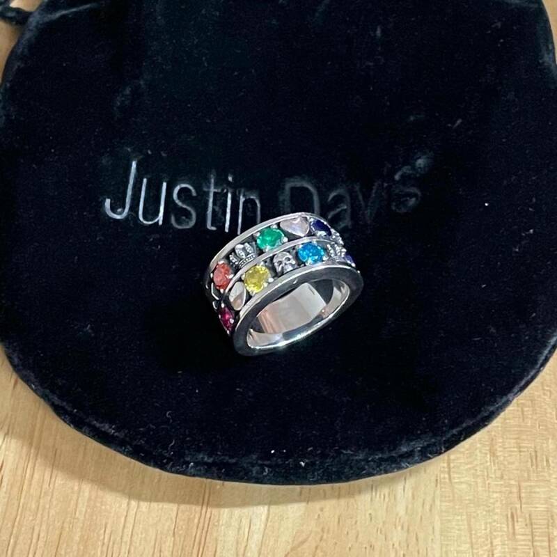 ジャスティンデイビス SRJ580 DUO CHARM ring マルチカラーリング 指輪 定価46,200円 約11号 送料370円〜 Justin Davis アクセサリー 本物