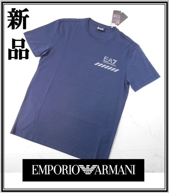新品★アルマーニ Tシャツ ネイビー Sサイズ EA7 EMPORIO ARMANI エンポリオアルマーニ メンズ クルーネックTシャツ ブランドTシャツ