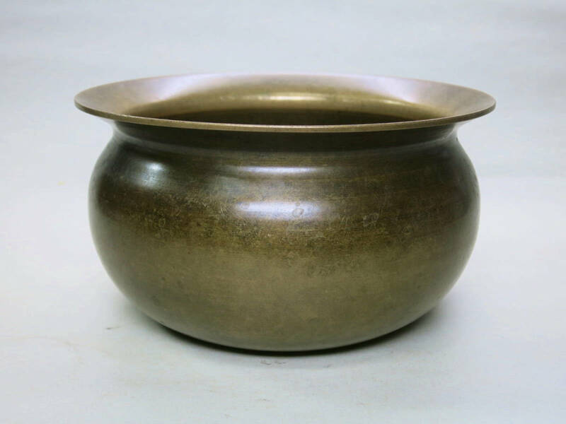 [大幸]　唐銅鋳造建水　良品　茶道具　古民具　古銅　こぼし　鋳銅　古玩　煎茶具