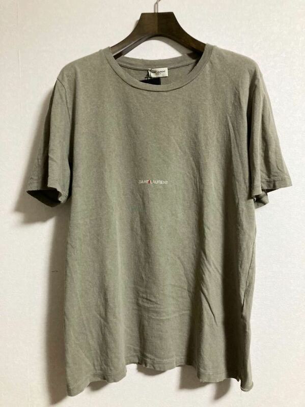 【美品】 Saint Laurent paris サンローラン サンローランパリ 定番 ロゴ Tシャツ S メンズ シャツ デニム ブーツ レザージャケット