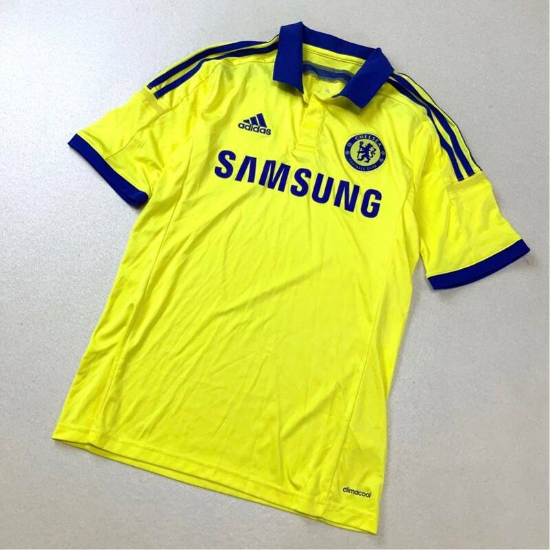 美品 adidas アディダス CHELSEA チェルシー ユニフォームシャツ ゲームシャツ メンズ Lサイズ イエロー ブルー サッカー