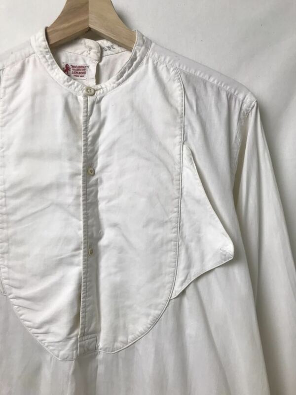 00s10s20s30s ビンテージ アンティーク LION BRAND ドレスシャツ プルオーバーシャツ 白 15.5