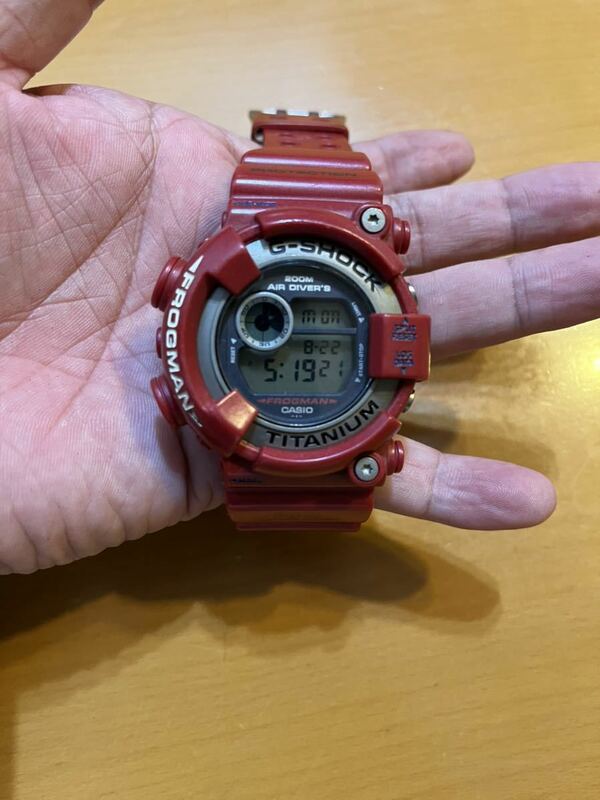 赤　赤メタ　CASIO カシオ G-SHOCK FROGMAN フロッグマン DW-8201 チタニウム メンズ クオーツ 稼働 腕時計