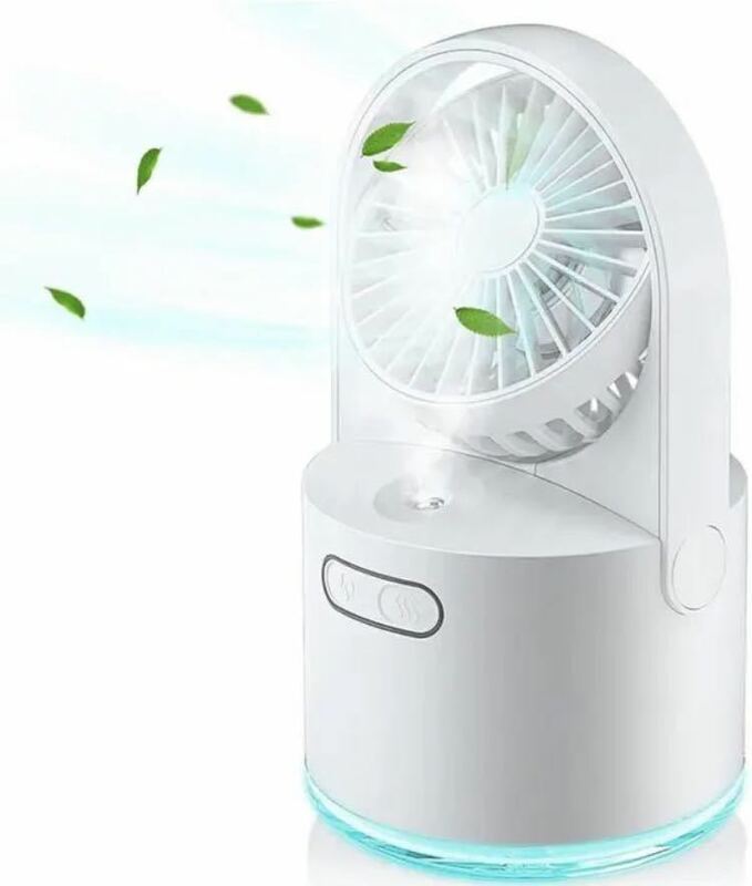 冷風扇風機 小型 冷風扇 強力 ミストファン 送風 加湿 冷却 コンパクト USB給電 風量３段階調整 七色 LEDライト 熱中症対策 取扱説明書付き