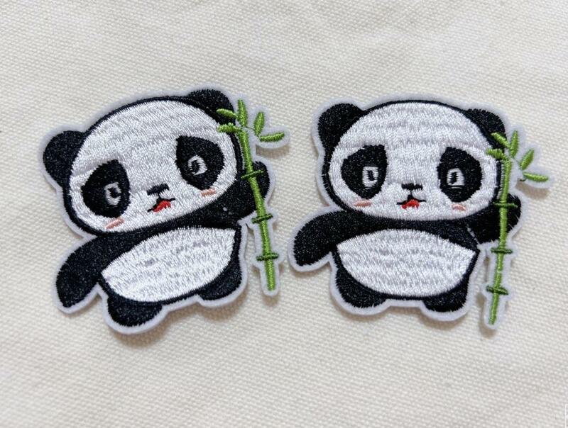 パンダ2枚　ワッペン　アップリケ　刺繍　アイロン　シール　アニマル　動物