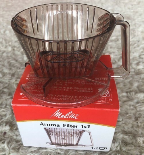 メリタ 日本製コーヒードリッパー 1~2杯用 新品 アロマフィルターAF-M1×1 プラスチック製 計量スプーン付き ブラウン 未使用品