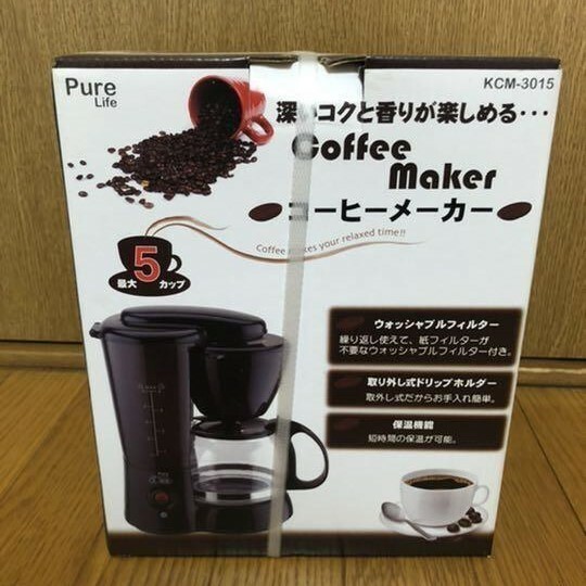 Pure Life コーヒーメーカー 最大5カップ 紙フィルター不要 新品 KCM3015 未使用品