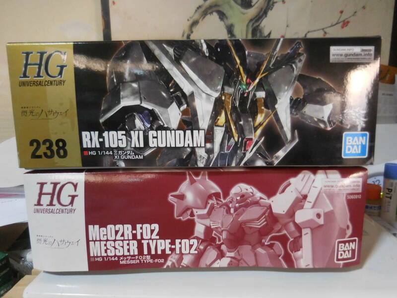 PGA981【中古/送料全国一律1,000円/同梱不可/箱難】 1/144 HGUCシリーズ　～　クスィーガンダム、メッサーF02型　計2種セット