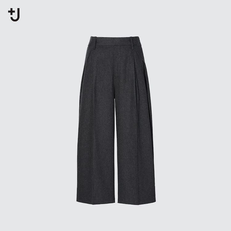【新品・W67・ダークグレー】ユニクロ×ジル・サンダー +J　ウールブレンドガウチョパンツ　歩くたびに揺れる裾がエレガント　2021AW