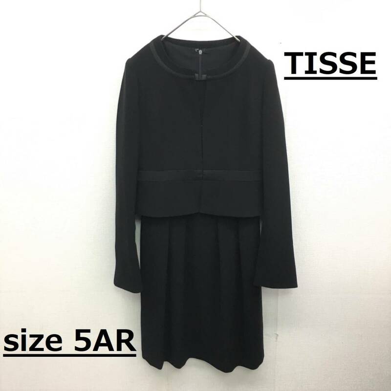 EZ2789●TISSE ブラックフォーマル 礼服●5AR●黒 長袖 小さいサイズ シフォン袖 アンサンブル ワンピースセット 喪服 ティセ