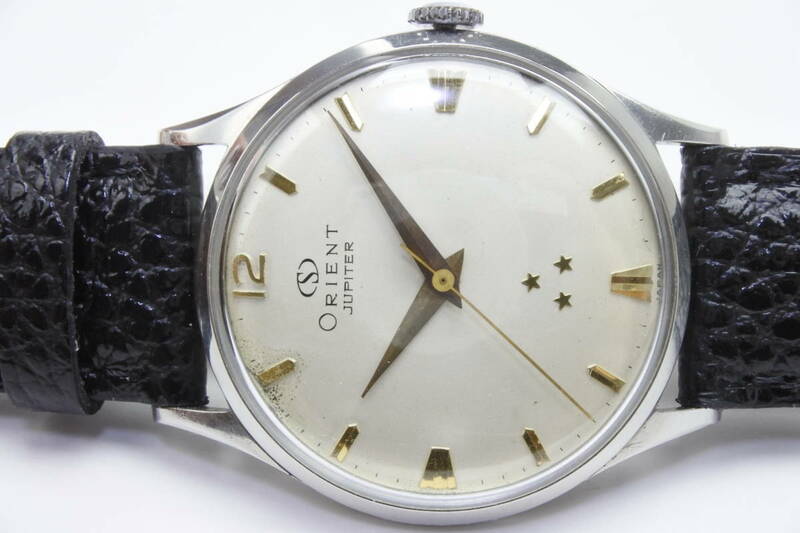 ☆1950年頃代製　ORIENT JUPITER　三ッ星　　手巻紳士腕時計　お洒落中古逸品