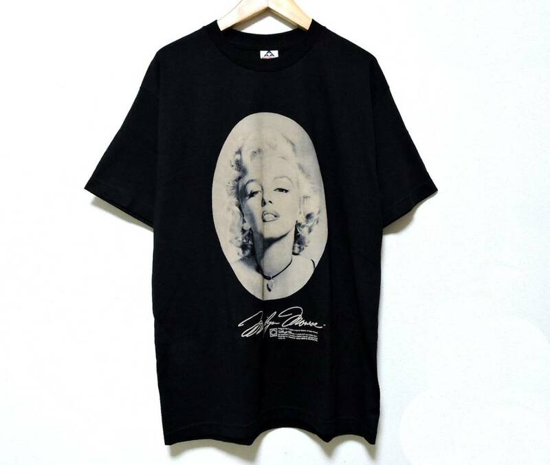 90s デッドストック マリリンモンロー Tシャツ　フォト　プリント 黒　サイズL　ビンテージ