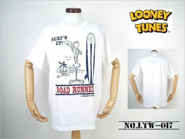【送料無料 21%OFF】 LOONEY TUNES ルーニーテューンズ Road Runner 刺繍&プリントTシャツ LTW-017 WHITE_XLサイズ