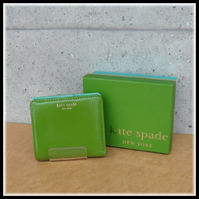 48488T【本物保証】 kate spade ケイトスペード 二つ折り財布 ミニ財布 グリーン×ブルー 024-999013