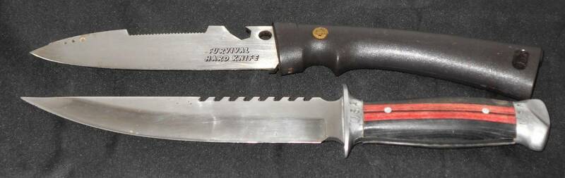  VINTAGEナイフ　USA/SURVIVAL　HARD　KNIFE　2本セット/釣り　キャンプ　ハンティング　アウトドア