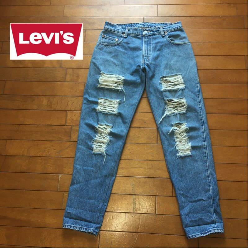 ☆ 【 Levi's 】★絶滅危惧種！USA製 90'sバギースリムリメイク ダメージデニムパンツ ★W30★P303