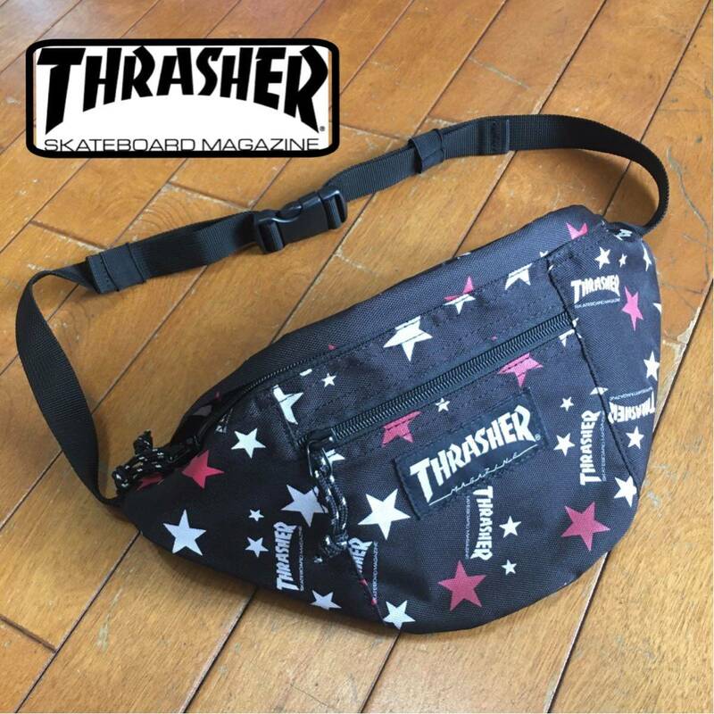 ★【 THRASHER 】★ナイロン総柄 ウエストバッグウエストポーチ ★