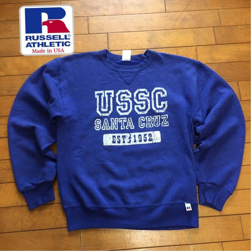 ★【 RUSSELL ATHLETIC 】★ Made in USA カレッジプリントスウェットクルー★サイズM★ i-610