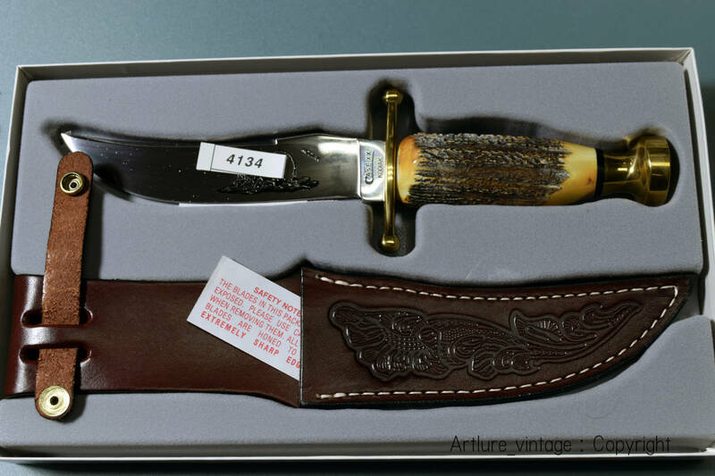 ★VINTAGE KNIFE ★ビンテージナイフ *CASE HUNTER KODIAK 356 (4134)1995年製　美麗鹿角柄　STAG 彫刻　蒐集　キャンプ　ケースナイフ　　