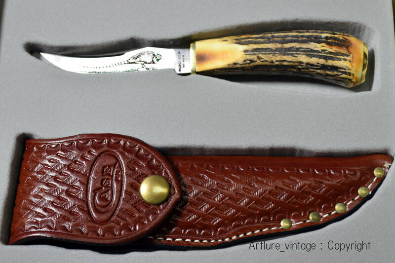 ★VINTAGE KNIFE ★ビンテージナイフ**CASE BIRD KNIFE 523-3 1/4 1990年米国製4138　蒐集　キャンプ　美麗鹿角STAG ★ケースナイフ　