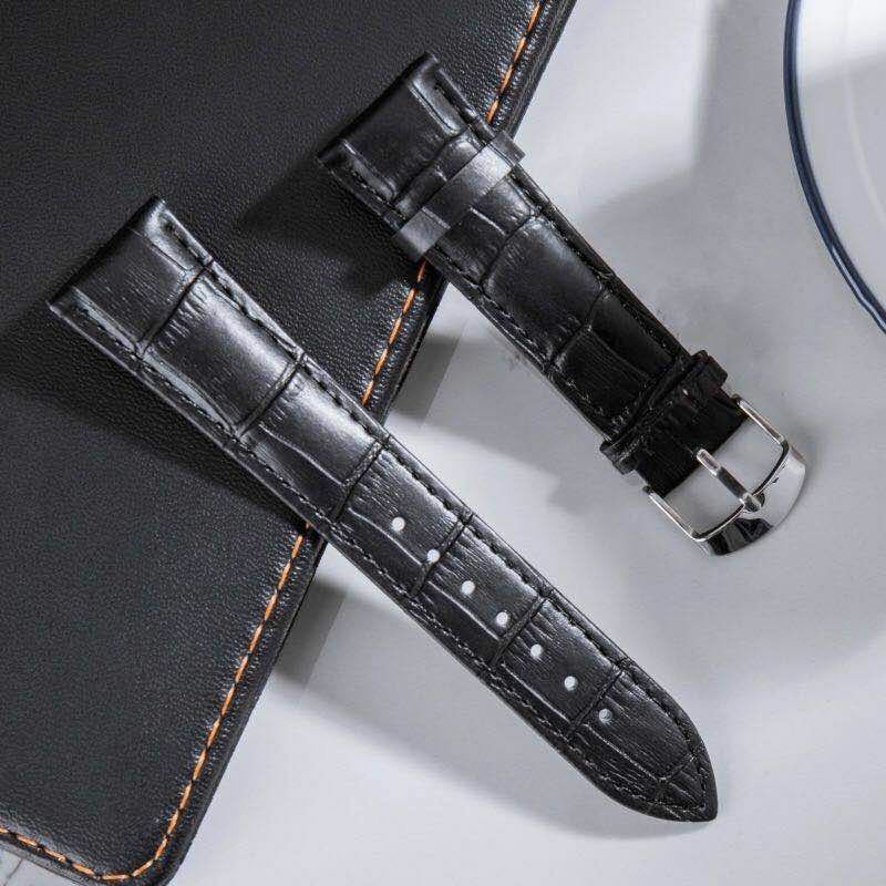 時計ベルト　時計バンド　牛革20mm レザーベルト 高品質　2本セット型押し　黒