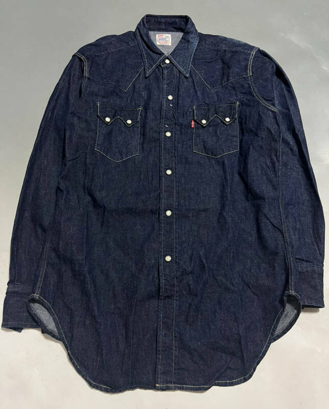 バレンシア工場製 90年代 USA製 LEVIS 07205-1018 1955年モデル リーバイス ショートホーン デニムシャツ L