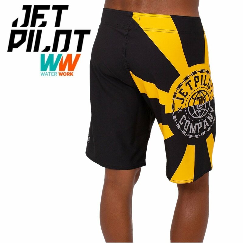 ジェットパイロット JETPILOT 2023 ボードパンツ 送料無料 ハードコア ボードショーツ S22909 ブラック/イエロー 42 海パン