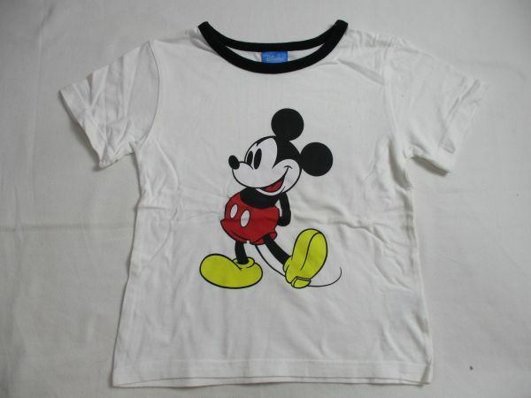 BE388【Disney・ミッキィーマウス】ロゴプリント　半袖　Ｔシャツ　男女児　白　120