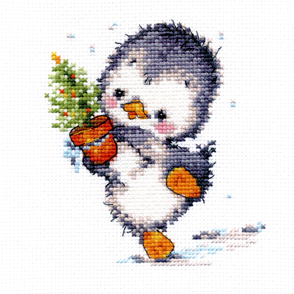 ロシアのクロスステッチキット クリスマスのペンギンさん (Alisa АЛИСА アリサ 0-133)