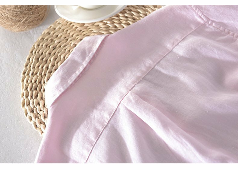 LHW1042★無地長袖シャツ メンズ 綿麻 カジュアルシャツ ボタンダウンシャツ リネンシャツ ピンク