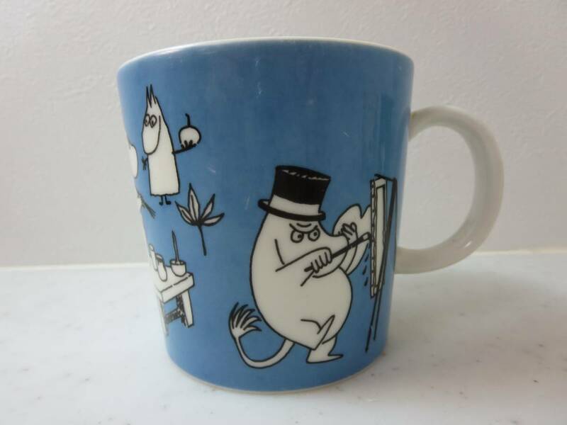 【希少!】ARABIA Moomin mug blue (Moomins painting) 1990-96'