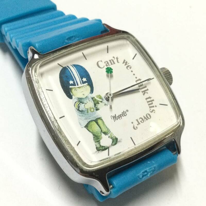 【昭和レトロ・希少ビンテージ】手巻き モペット 子供用 腕時計 ラグビー少年