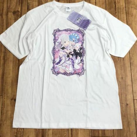 ◆未使用品 Re:ゼロから始める異世界生活　半袖Ｔシャツ カドカワ ホワイト XLサイズ 01-WH-001XL リゼロ　エミリア　レム　ビッグサイズ