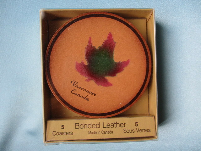 カナダ バンクーバー　お土産品　Bonded Leather (再生革)　コースター　５枚セット　未使用品