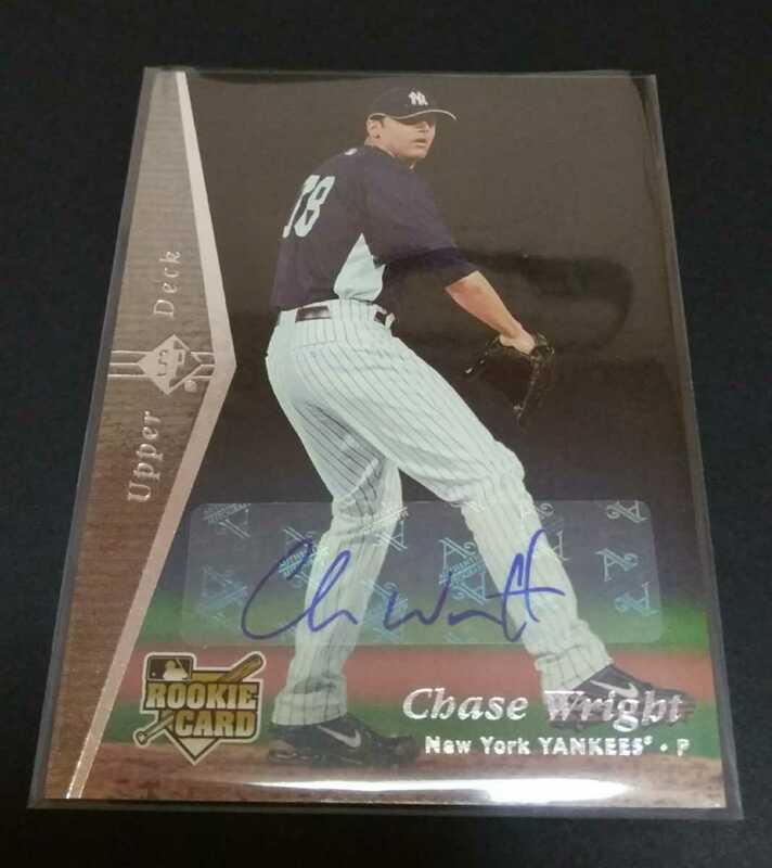 MLB 2007年upper deck チェイス・ライト(ヤンキース)直筆サインカード！No.148。HBRAX。CHASE WRIGHT